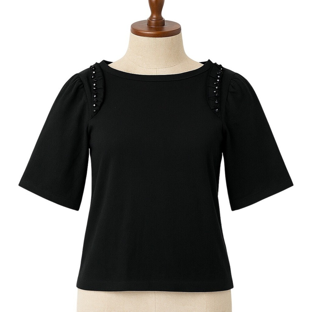 Banana Republic Top Cotton Embellished Shoulder Minimalist Chic Resort Womens XS